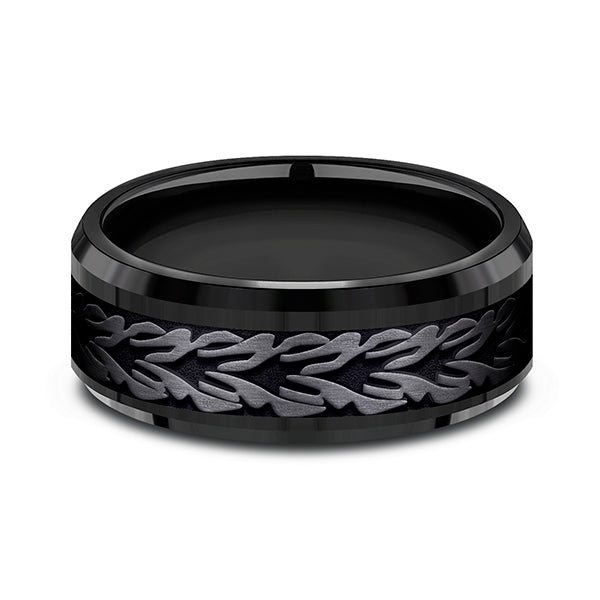 Black Titanium 8mm Comfort-fit Design Wedding Band