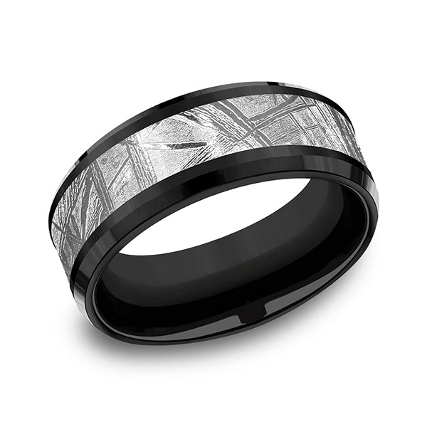 Black Titanium 8mm Comfort-fit Design Wedding Band