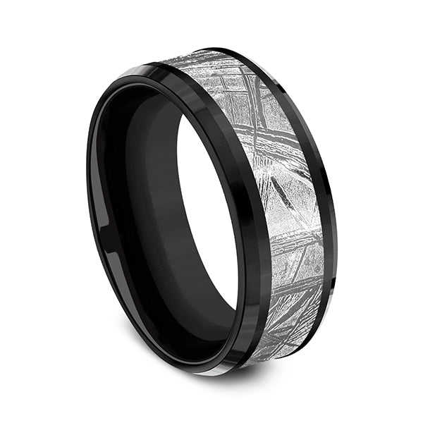 Black Titanium 8mm Comfort-fit Design Wedding Band