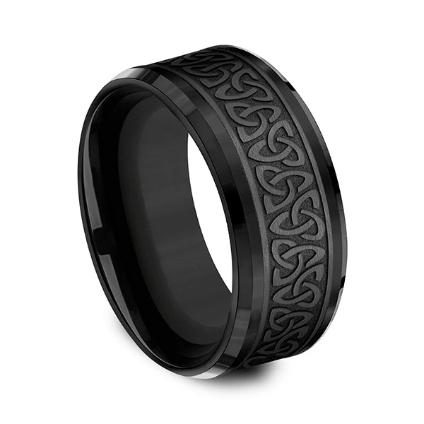 Black Titanium 9mm Comfort-fit Design Wedding Band