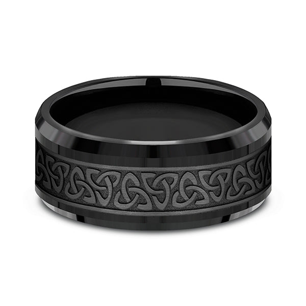 Black Titanium 9mm Comfort-fit Design Wedding Band