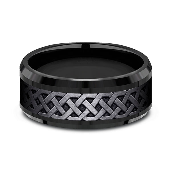 Black Titanium 9mm Comfort-fit Design Wedding Band