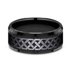 Black Titanium 9mm Comfort-fit Design Wedding Band