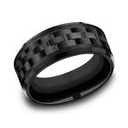 Black Titanium 9mm Comfort-fit Design Wedding Band
