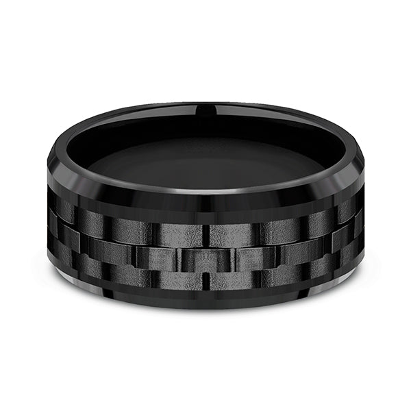Black Titanium 9mm Comfort-fit Design Wedding Band