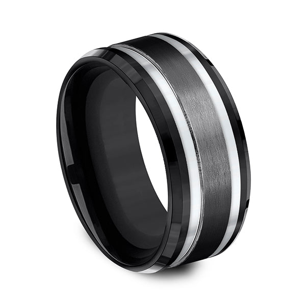 Black Titanium 9mm Comfort-fit Design Wedding Band