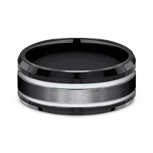 Black Titanium 9mm Comfort-fit Design Wedding Band