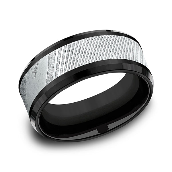 Black Titanium 8mm/9mm Comfort-fit Design Wedding Band