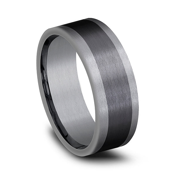 Tantalum and Black Titanium 8mm Comfort-fit Design Wedding Band