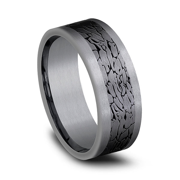 Tantalum and Black Titanium 8mm Comfort-fit Design Wedding Band