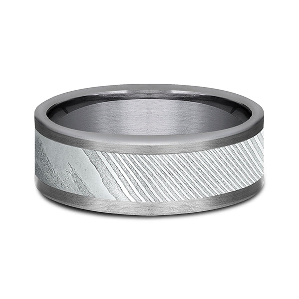 Tantalum and Damascus Steel 8mm Comfort-fit Design Wedding Band