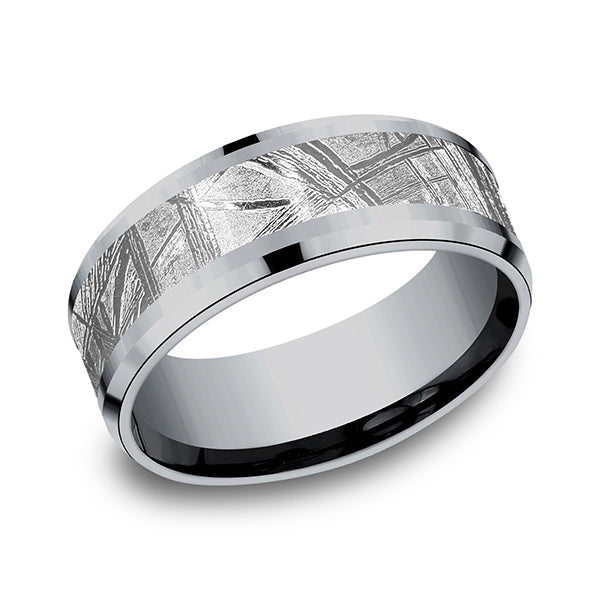 Tantalum and Meteorite 8mm Comfort-fit Design Wedding Band