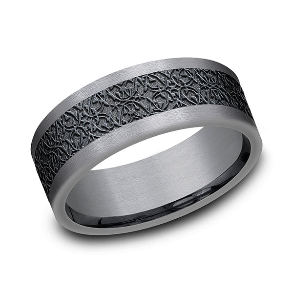Tantalum and Black Titanium 8mm Comfort-fit Design Wedding Band