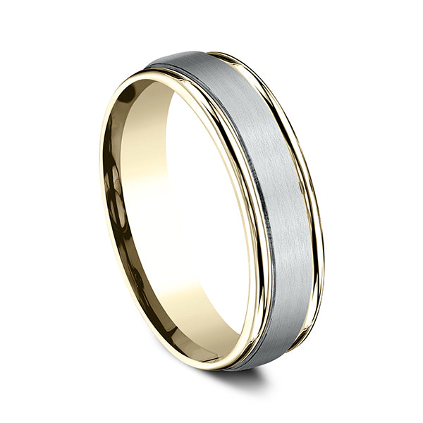 Two Tone 6mm Comfort-Fit Design Wedding Ring