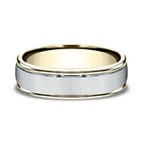 Two Tone 6mm Comfort-Fit Design Wedding Ring