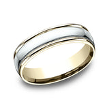 Two Tone 6mm  Comfort-Fit Design Wedding Band