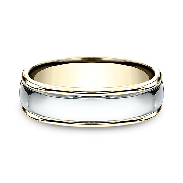 Two Tone 6mm  Comfort-Fit Design Wedding Band