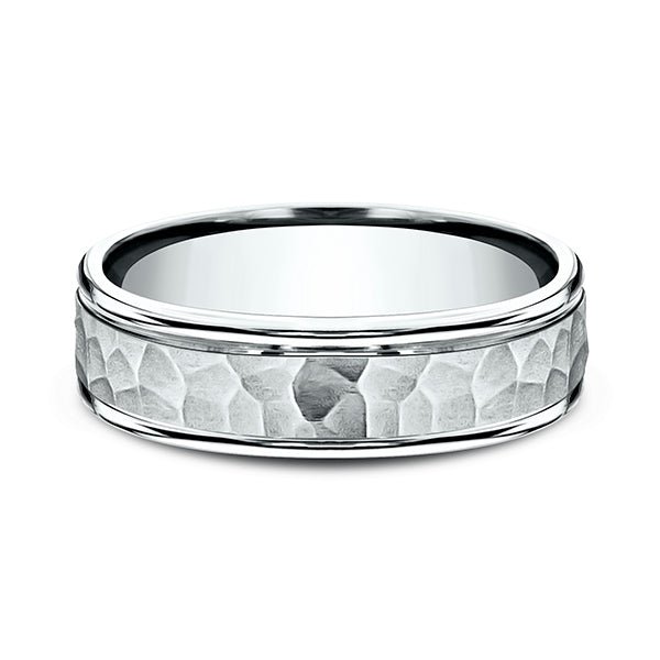 14k White Gold/Two Tone Comfort-Fit Design Wedding Band