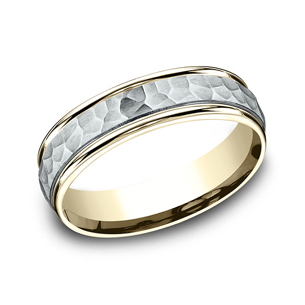 14k White Gold/Two Tone Comfort-Fit Design Wedding Band