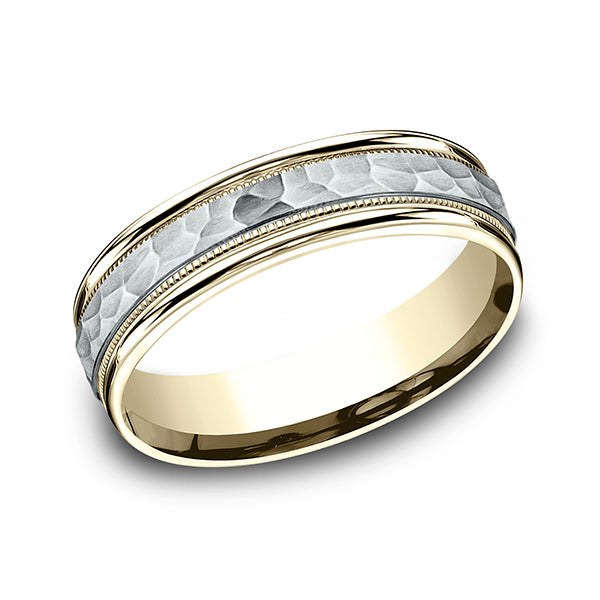 Two Tone 6mm Comfort-Fit Design Wedding Band