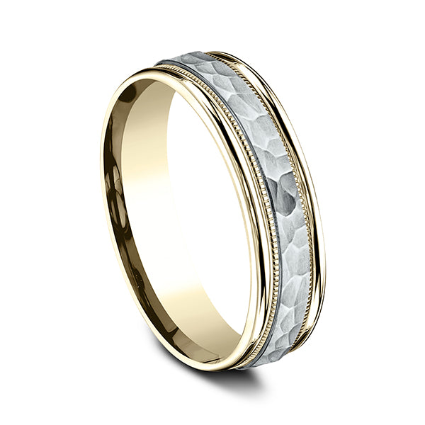 Two Tone 6mm Comfort-Fit Design Wedding Band