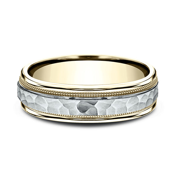 Two Tone 6mm Comfort-Fit Design Wedding Band
