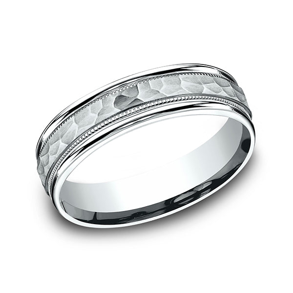 14K White Gold 6mm/8mm Comfort-Fit Design Wedding Band