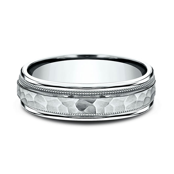 14K White Gold 6mm/8mm Comfort-Fit Design Wedding Band
