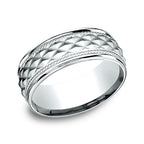 14K White Gold 8mm Comfort-Fit Design Wedding Band