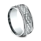 14K White Gold 8mm Comfort-Fit Design Wedding Band