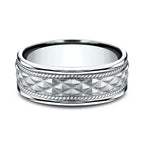 14K White Gold 8mm Comfort-Fit Design Wedding Band