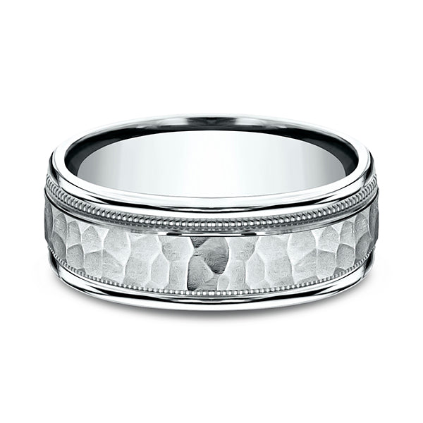 14K White Gold 6mm/8mm Comfort-Fit Design Wedding Band