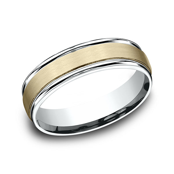 Two Tone 6mm Comfort-Fit Design Wedding Ring