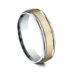 Two Tone 6mm Comfort-Fit Design Wedding Ring