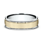 Two Tone 6mm Comfort-Fit Design Wedding Ring