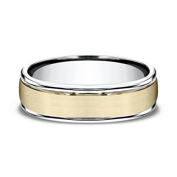 Two Tone 6mm Comfort-Fit Design Wedding Ring
