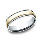 Two Tone 6mm Comfort-Fit Design Wedding Ring