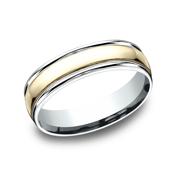 Two Tone 6mm Comfort-Fit Design Wedding Ring
