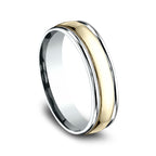 Two Tone 6mm Comfort-Fit Design Wedding Ring