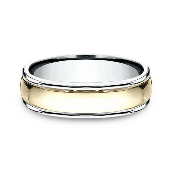 Two Tone 6mm Comfort-Fit Design Wedding Ring