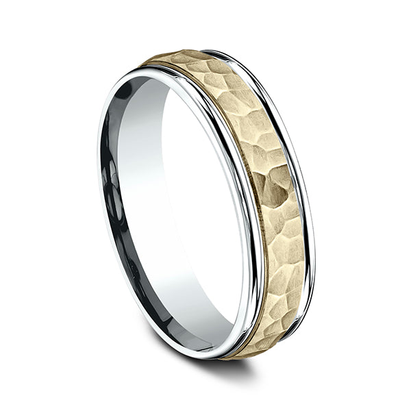 Two Tone 6mm Comfort-Fit Design Wedding Band