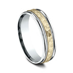 Two Tone 6mm Comfort-Fit Design Wedding Ring