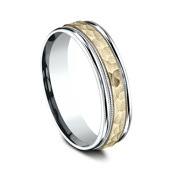 Two Tone 6mm Comfort-Fit Design Wedding Ring