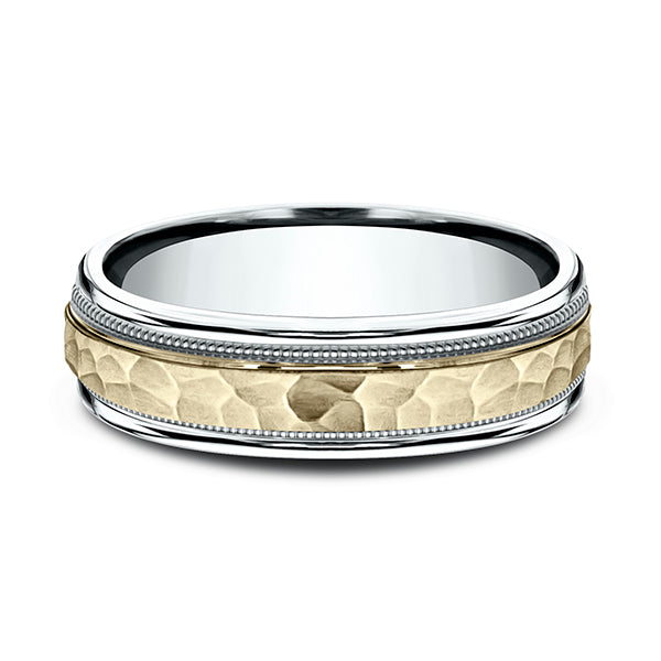 Two Tone 6mm Comfort-Fit Design Wedding Ring