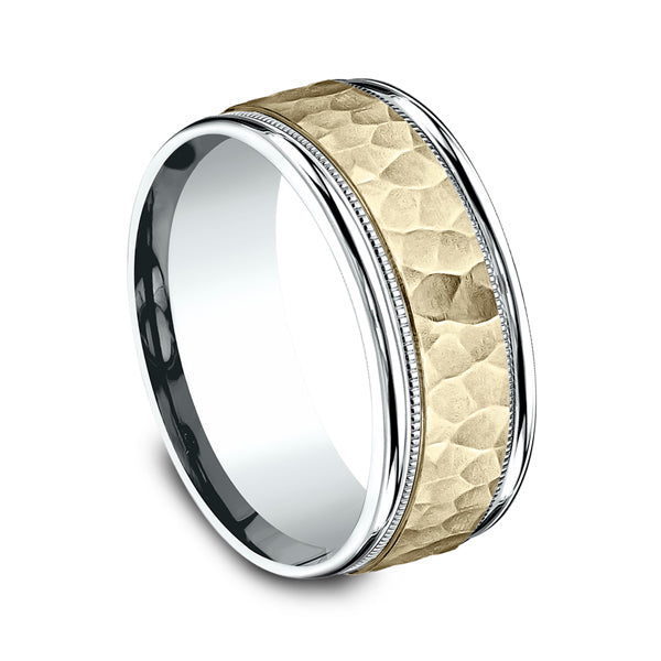 Two Tone 8mm Comfort-Fit Design Wedding Ring