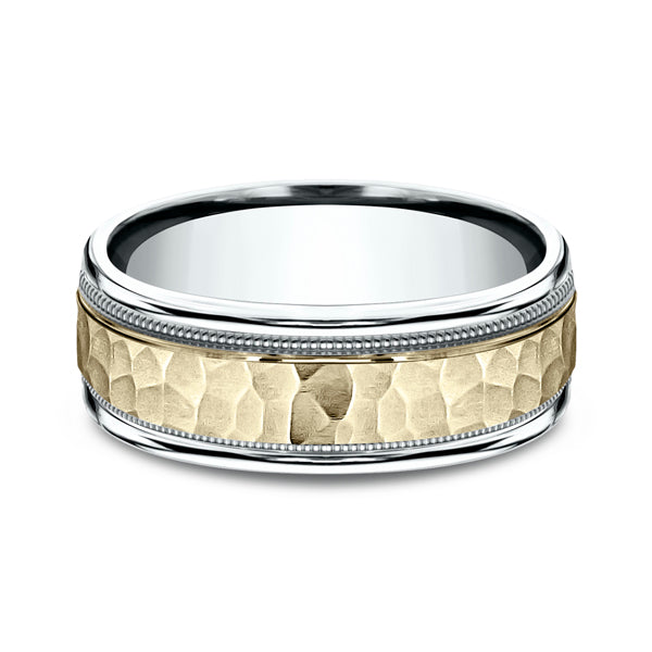 Two Tone 8mm Comfort-Fit Design Wedding Ring