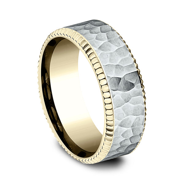 Two Tone 8mm Comfort-Fit Design Wedding Ring