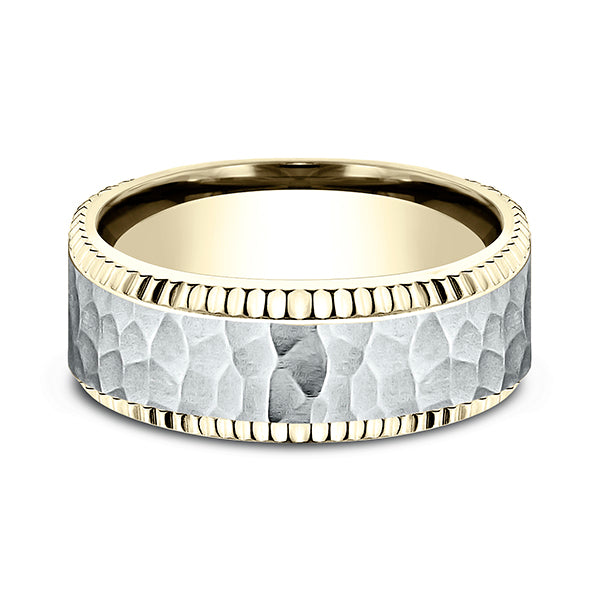 Two Tone 8mm Comfort-Fit Design Wedding Ring