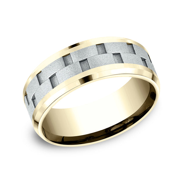 Two-Tone 8mm Comfort-Fit Design Wedding Ring