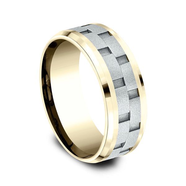 Two-Tone 8mm Comfort-Fit Design Wedding Ring